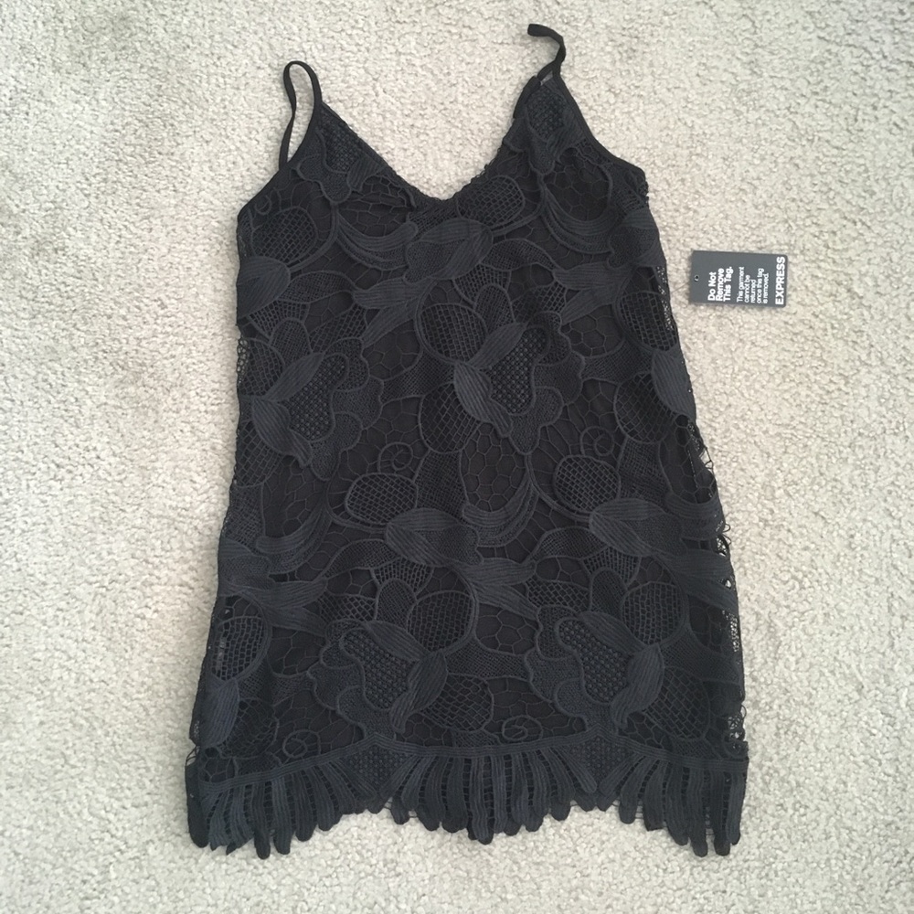 Express black lace mini dress small NWT